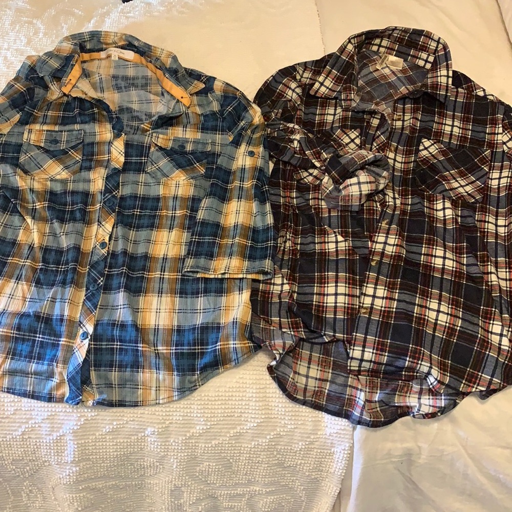 Plaid button down shirt bundle